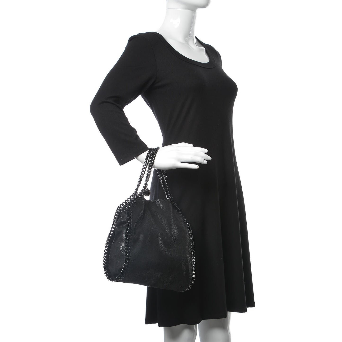 Shaggy Deer Mini Falabella Fold Over Tote Black