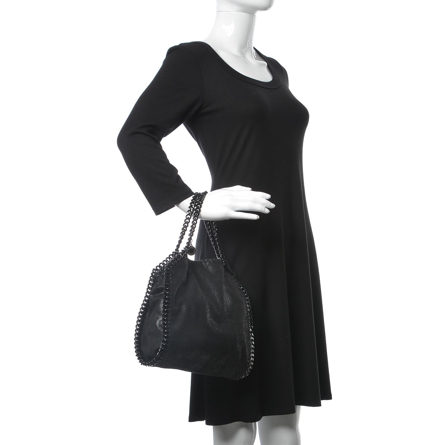 Stella McCartney Shaggy Deer Mini Falabella Fold Over Tote Black 2 of 7