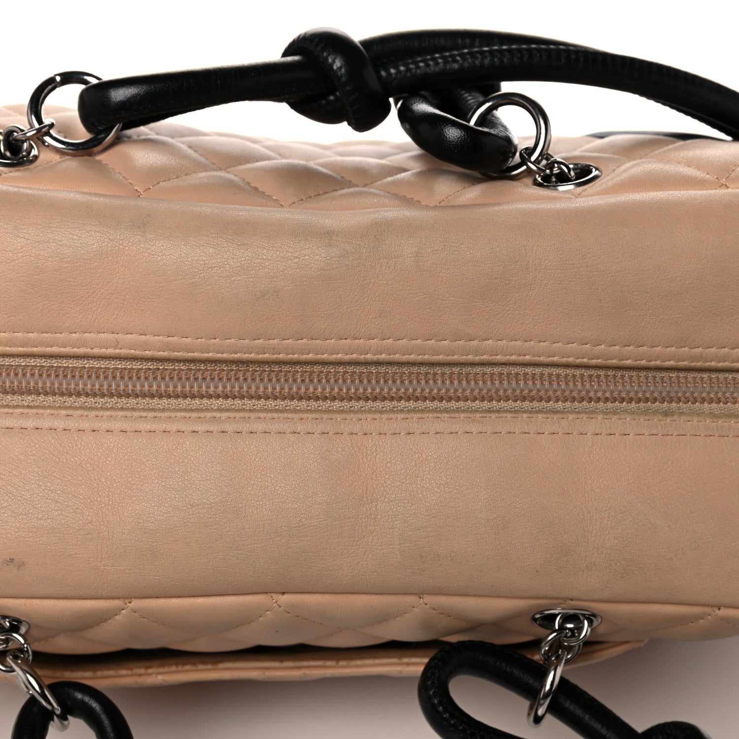 Chanel Calfskin Quilted Large Cambon Bowler Beige Black 18 of 19