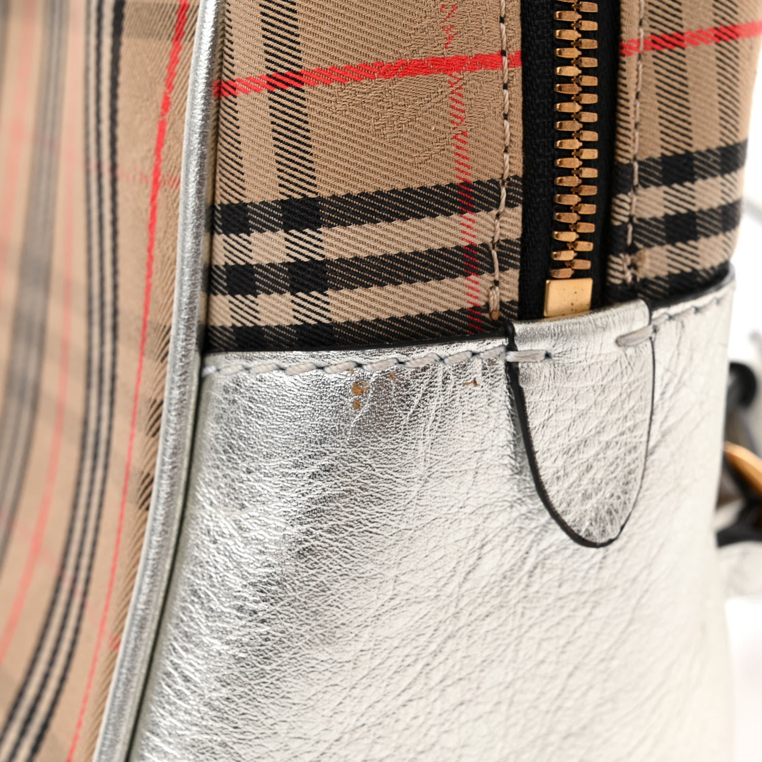 Burberry Smooth Calfskin 1983 Knight Check Link Backpack Silver 12 of 14