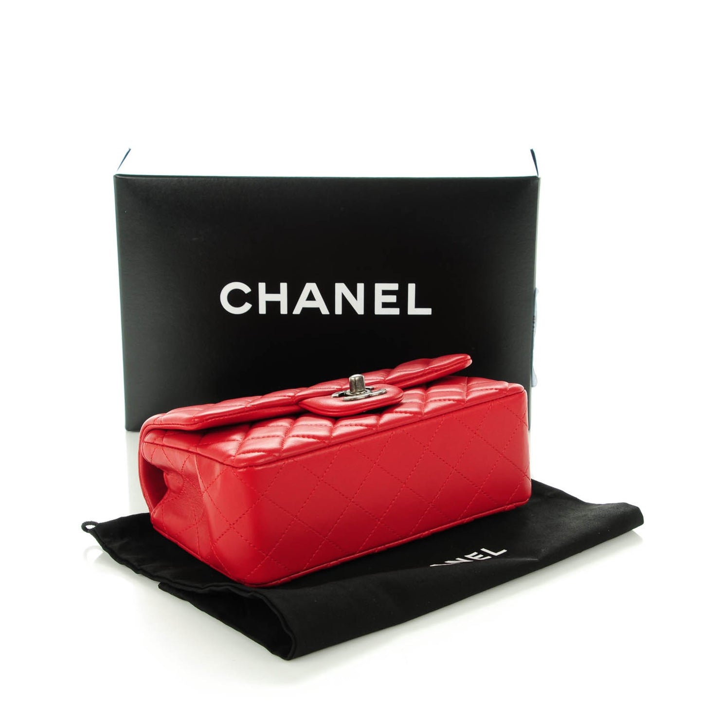 Lambskin Quilted Mini Rectangular Flap Red
