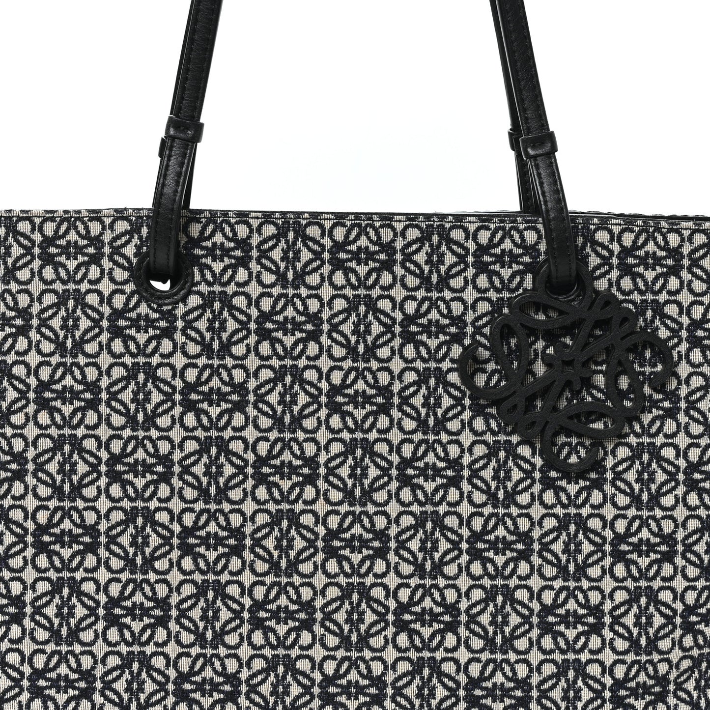 Jacquard Anagram Calfskin East West Tote Beige Black