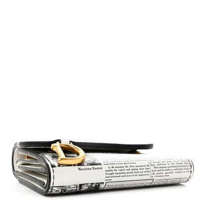 Christian Dior Calfskin Newspaper Print Saddle Lotus Wallet White Black 4 of 8