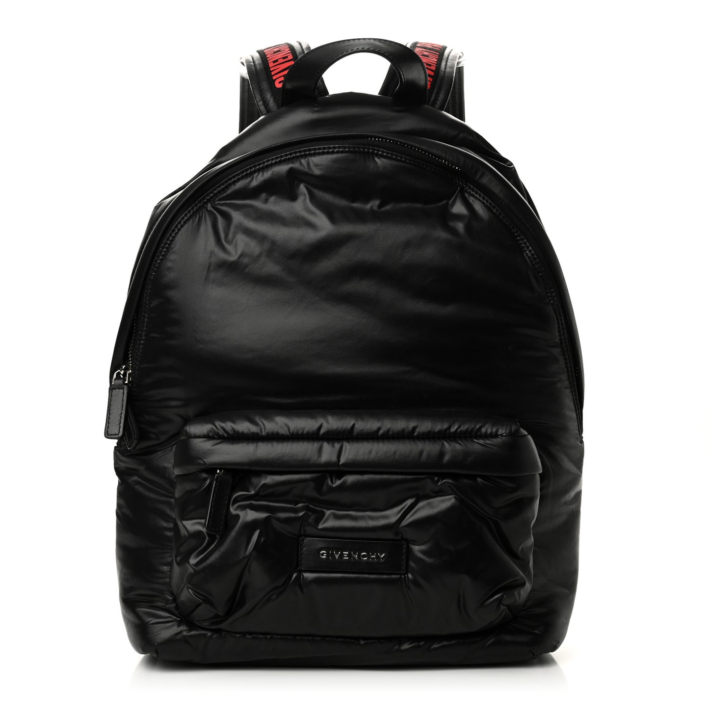 Padded Nylon Small Backpack Black Red