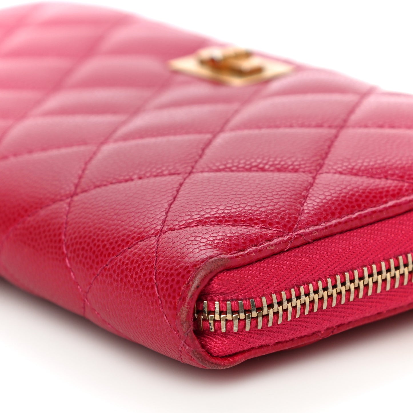 Caviar Quilted Reissue Zip Around Wallet Pink