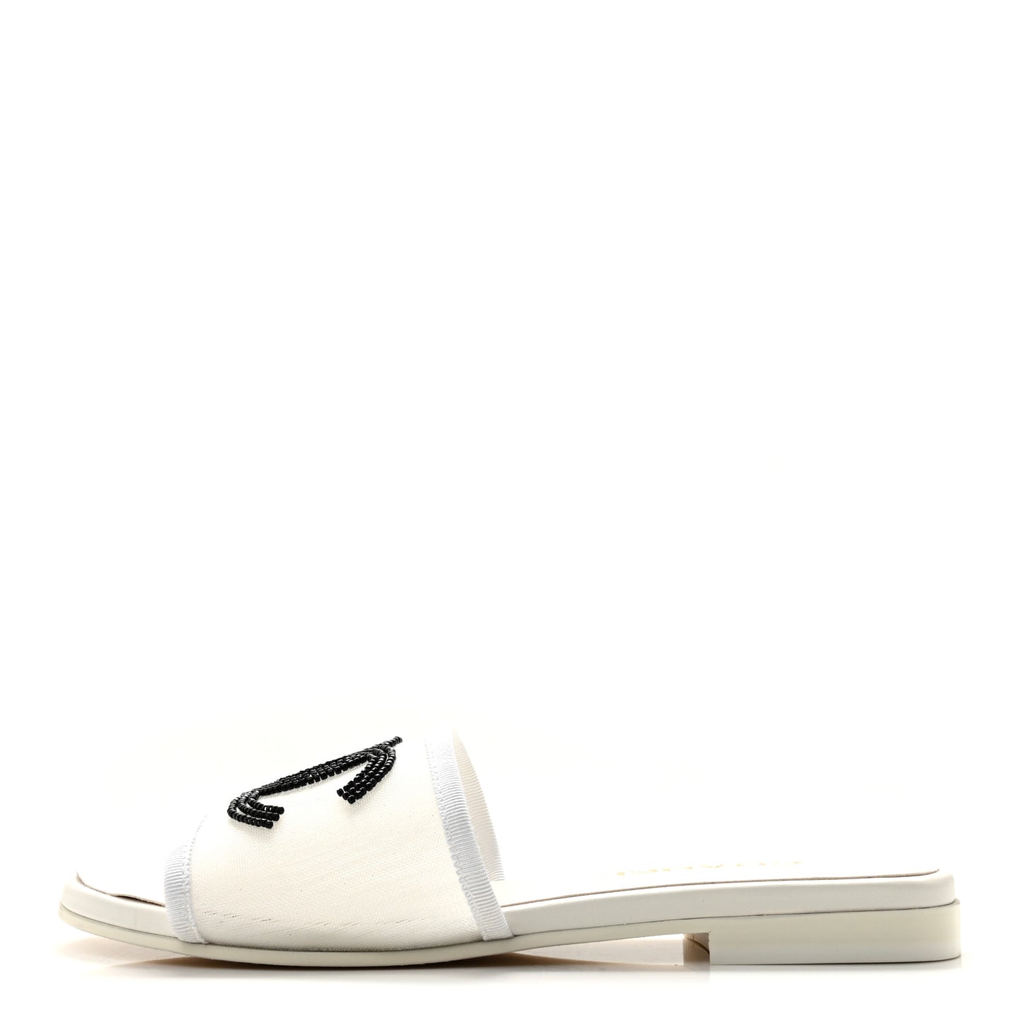 Mesh Glass Beaded CC Sandal Mules 37.5 White Black