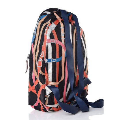 Hermes Silk Barenia Cavalcadour Airsilk Backpack Black Bleu Marine Fauve 3 of 8