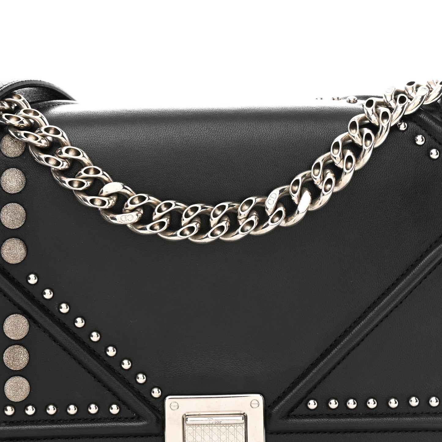 Lambskin Multi Studded Medium Diorama Flap Bag Black