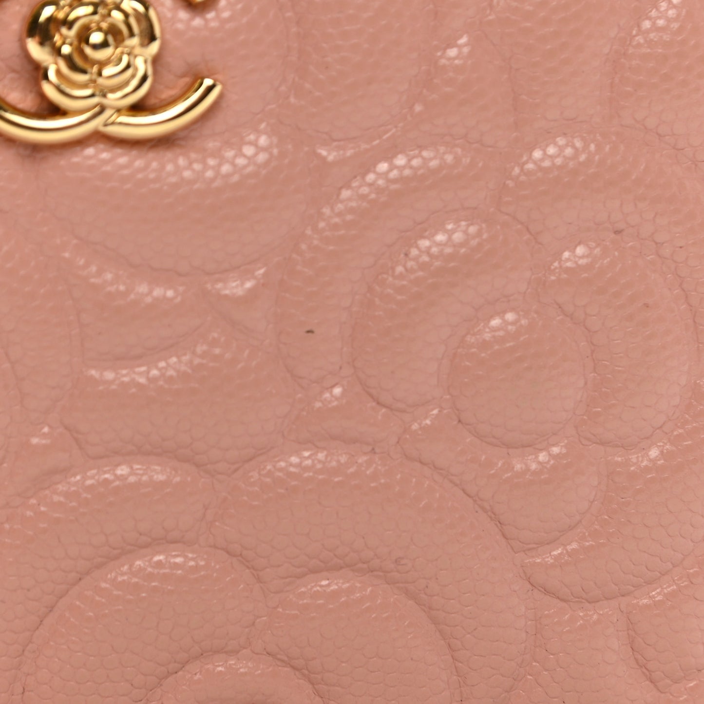Caviar Camellia Embossed Small Cosmetic Case Nude