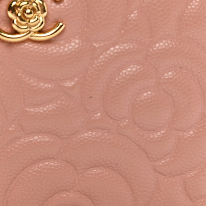 Chanel Caviar Camellia Embossed Small Cosmetic Case Nude 10 of 10
