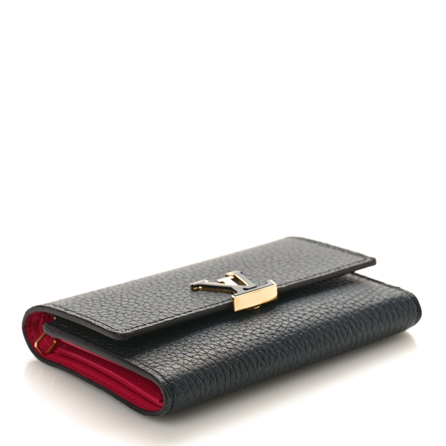 LOUIS VUITTON Taurillon Capucines Compact Wallet Black