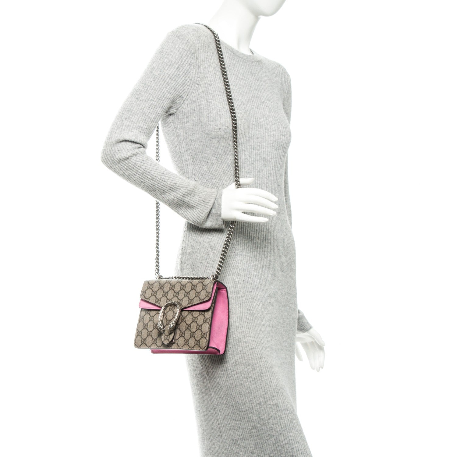 Gucci GG Supreme Monogram Mini Dionysus Shoulder Bag Pink 2 of 7