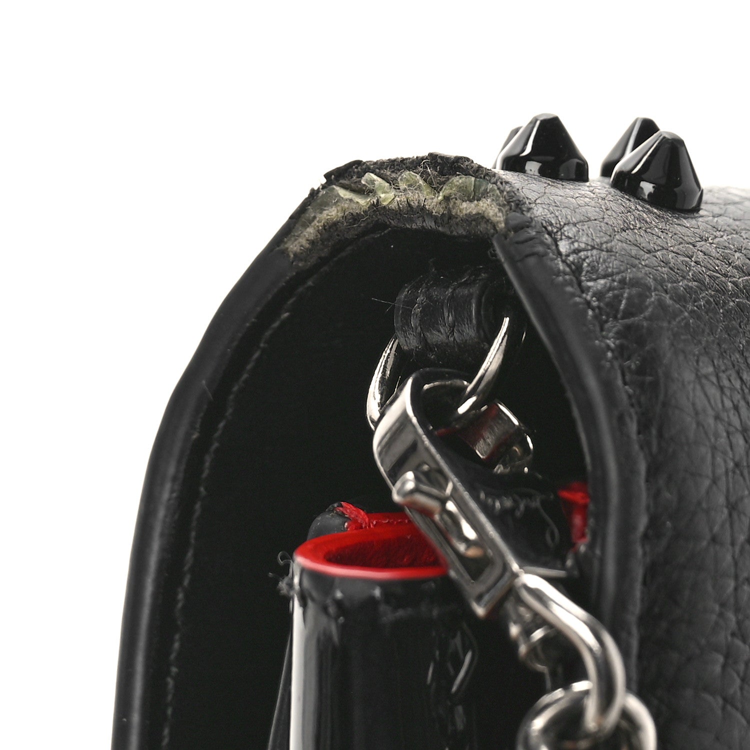 Christian Louboutin Calfskin Spikes Loubinthesky Paloma Clutch Black 9 of 15