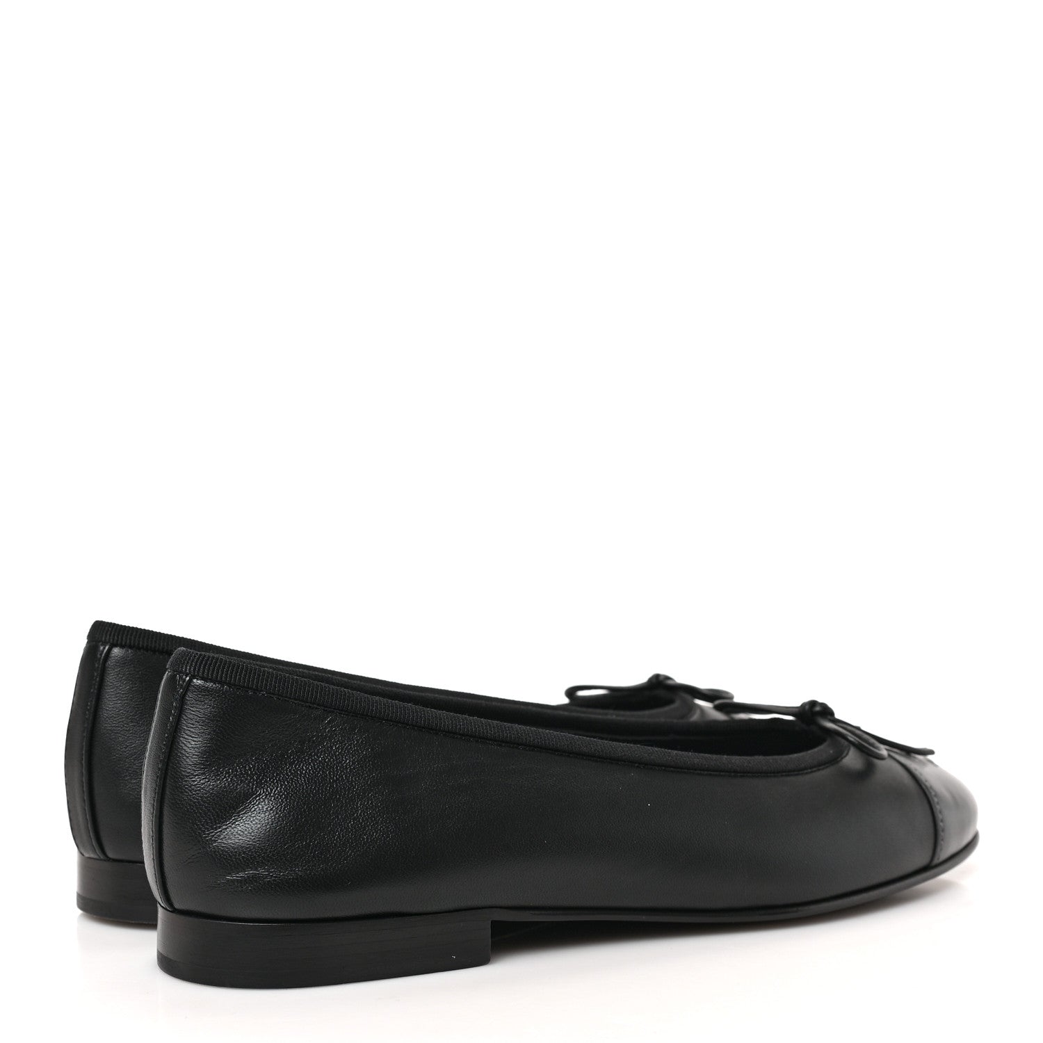 Chanel Lambskin CC Cap Toe Ballerina Flats 37 Black Dark Grey 4 of 8