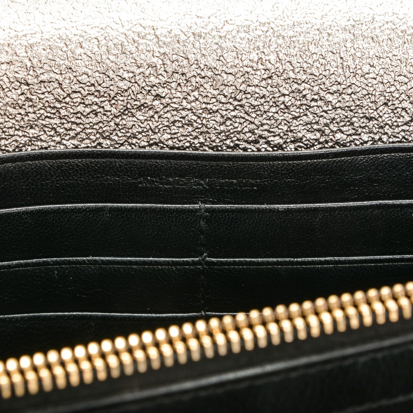 Grain De Poudre Matelasse Chevron Monogram Chain Wallet Gold