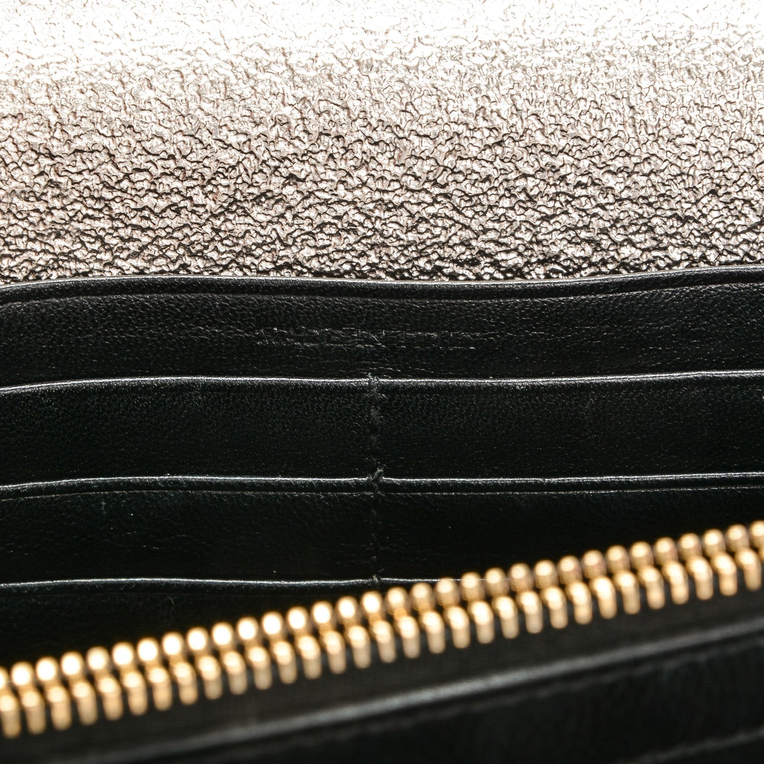 Saint Laurent Grain De Poudre Matelasse Chevron Monogram Chain Wallet Gold 7 of 10