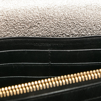 Saint Laurent Grain De Poudre Matelasse Chevron Monogram Chain Wallet Gold 7 of 10