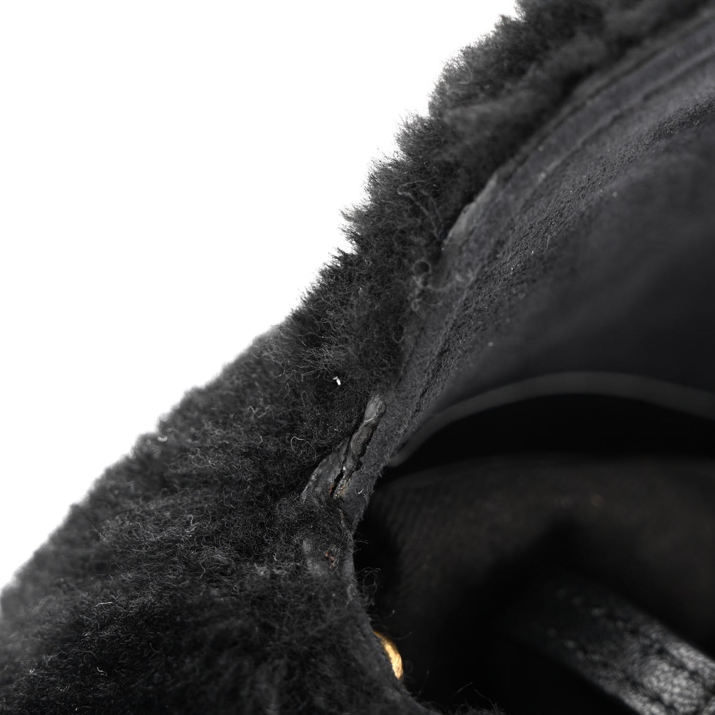 Shearling Shiny Nappa Micro Baguette Black