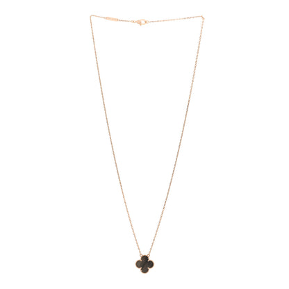 Van Cleef & Arpels 18K Rose Gold Gray Mother of Pearl Vintage Alhambra Pendant Necklace 3 of 5
