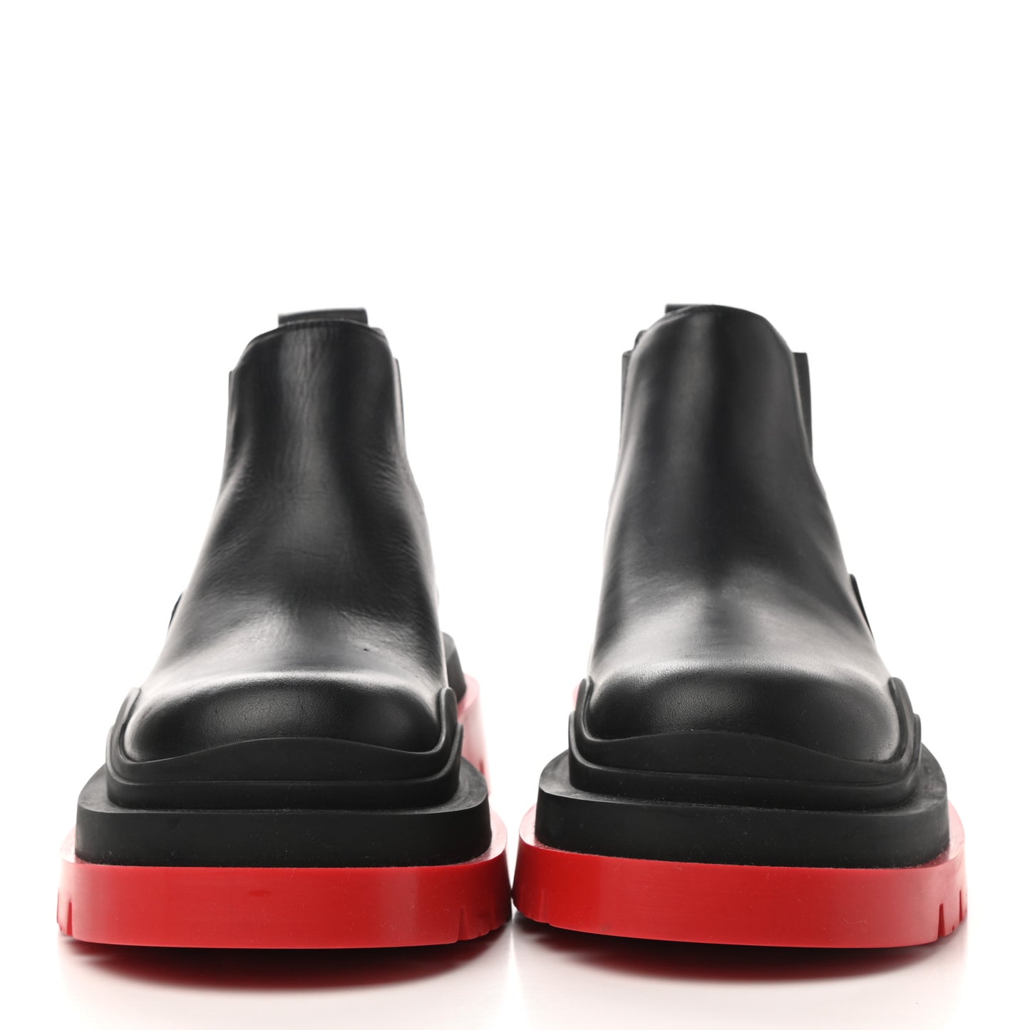 Calfskin Womens The Tire Cropped Chelsea Boots 37 Black Bright Red