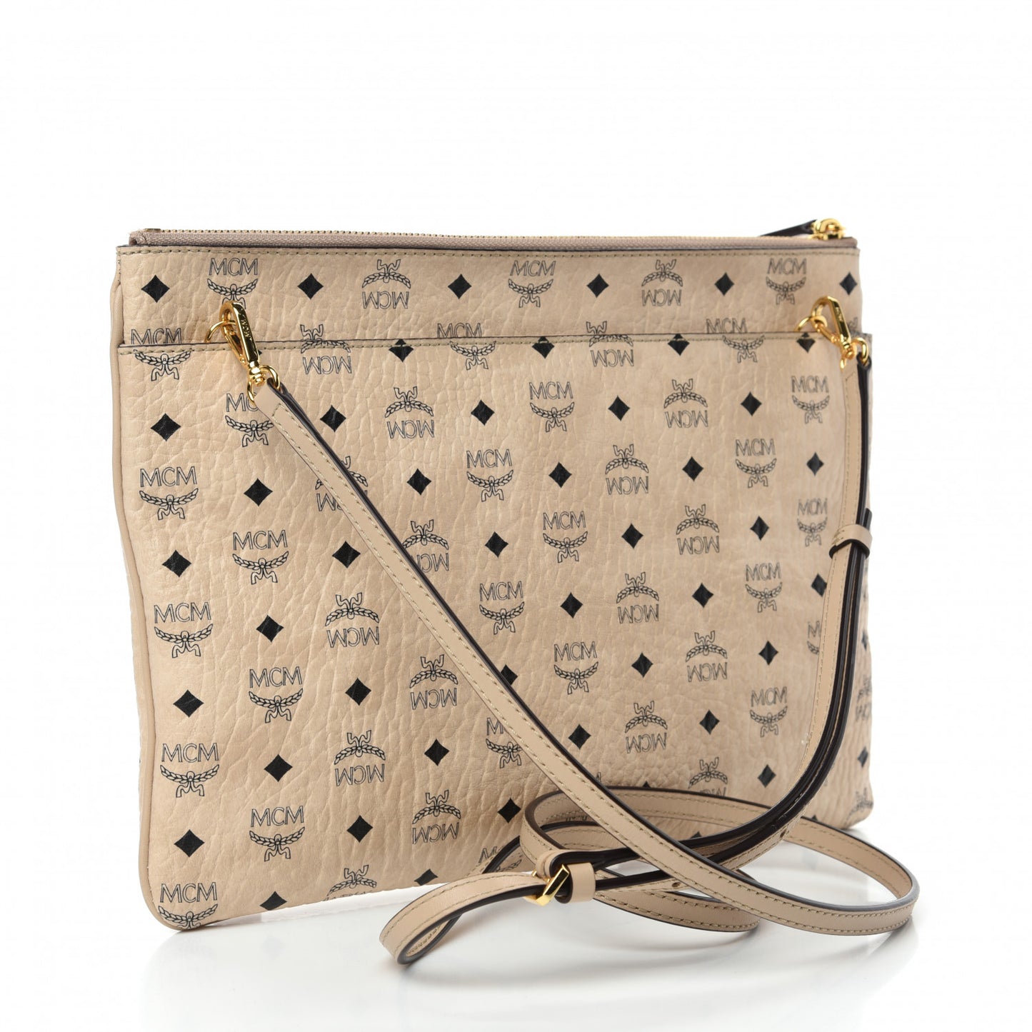Visetos Medium Crossbody Pouch Beige