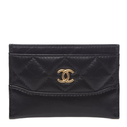 Chanel Aged Calfskin Quilted Gabrielle Card Holder Black 1 of 9