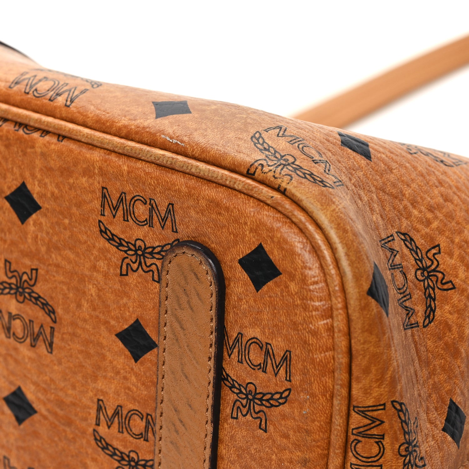 MCM Visetos Medium Liz Reversible Shopper Tote Cognac 11 of 17