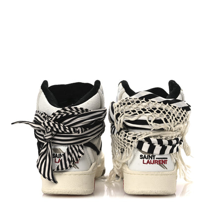 Saint Laurent Calfskin Smith High Top Sneakers 36 White Black 6 of 12