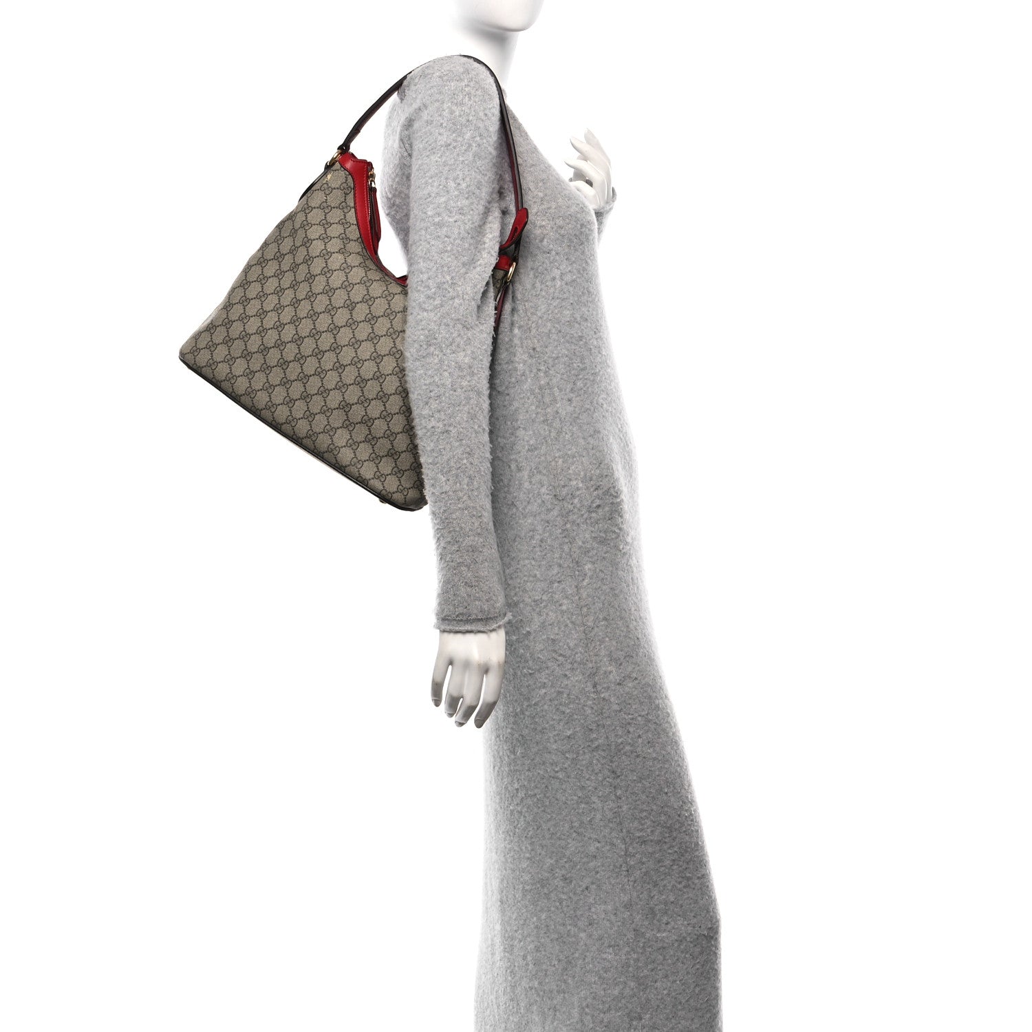 Gucci GG Supreme Monogram Linea A Hobo Red 2 of 11