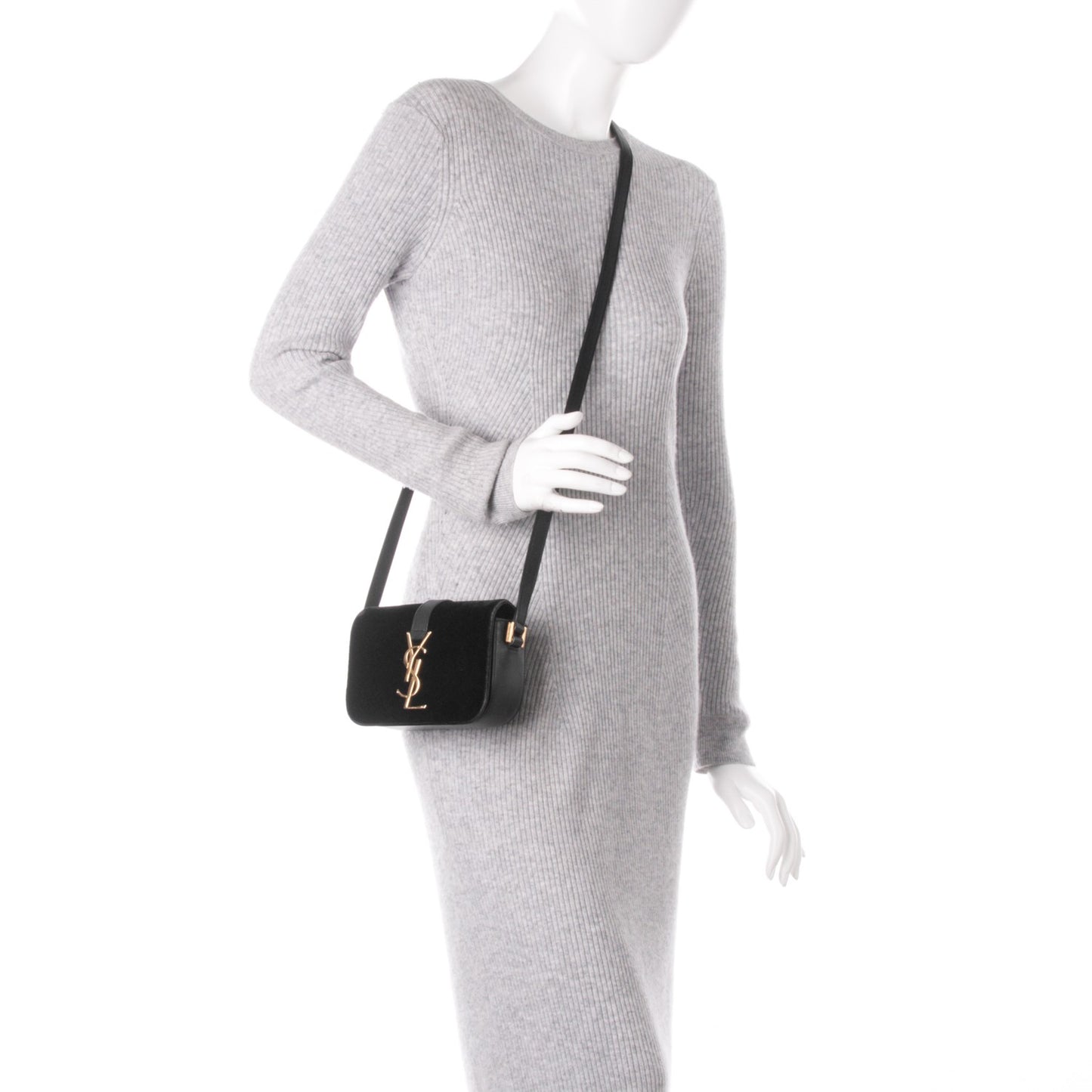 Velvet Small Monogram Universite Shoulder Bag Black