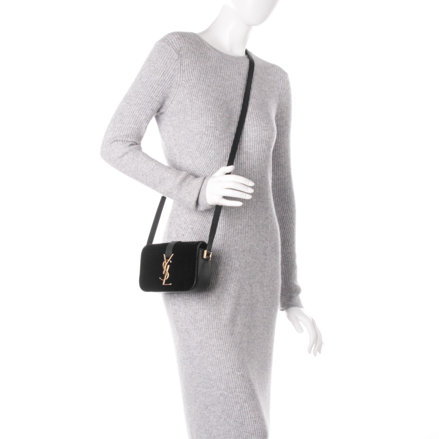 Saint Laurent Velvet Small Monogram Universite Shoulder Bag Black 2 of 6