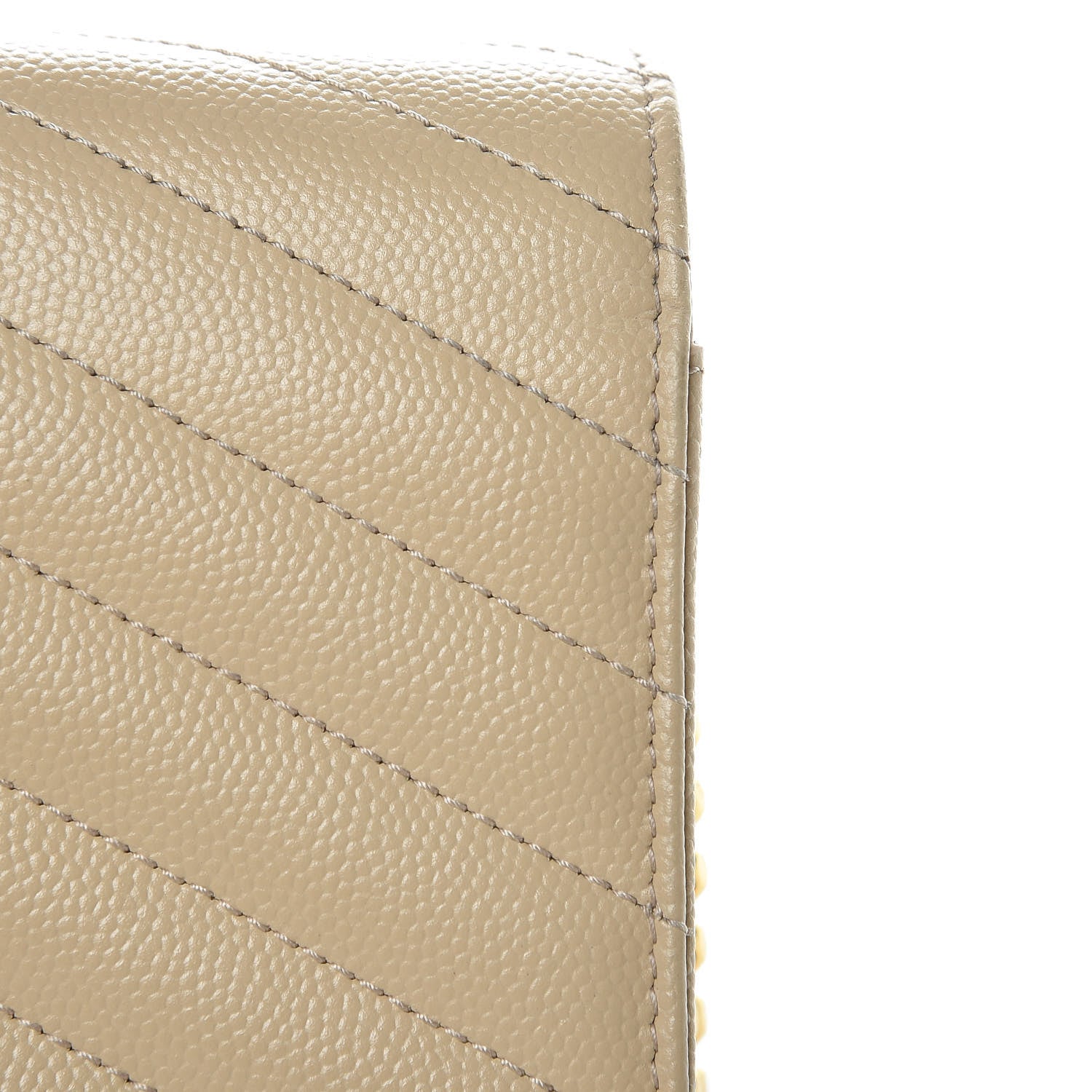 Saint Laurent Grain De Poudre Matelasse Chevron Monogram Chain Wallet Nude Powder 9 of 10