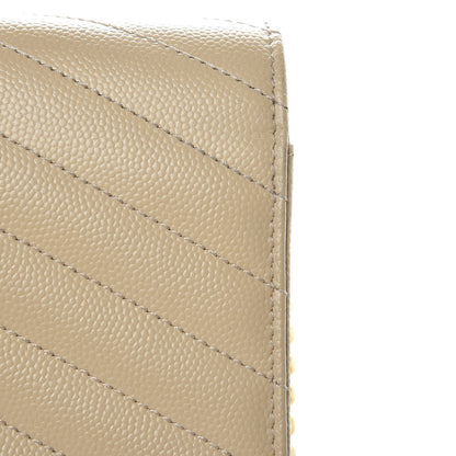 Saint Laurent Grain De Poudre Matelasse Chevron Monogram Chain Wallet Nude Powder 9 of 10