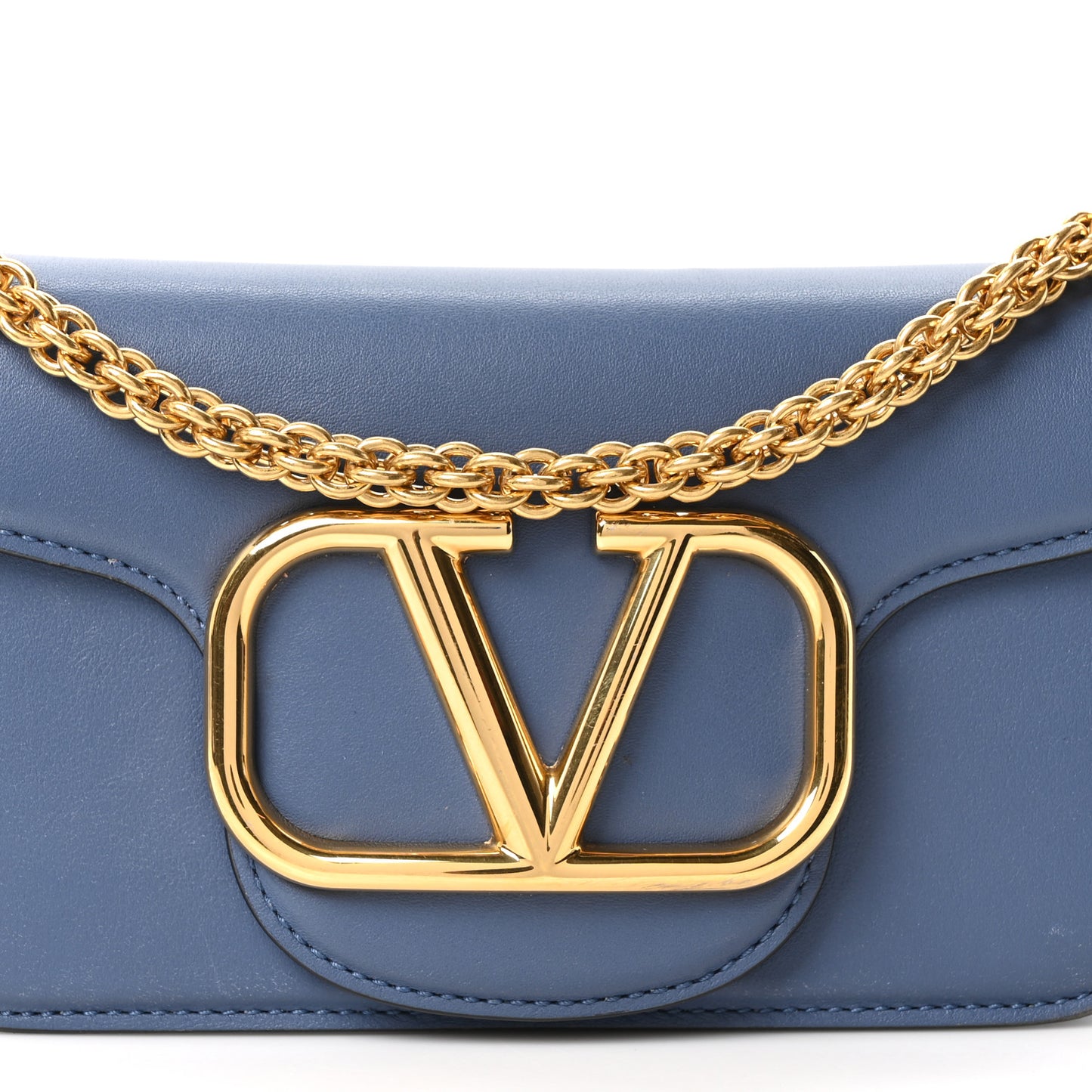 Calfskin Vlogo Small Loco Shoulder Bag Blue