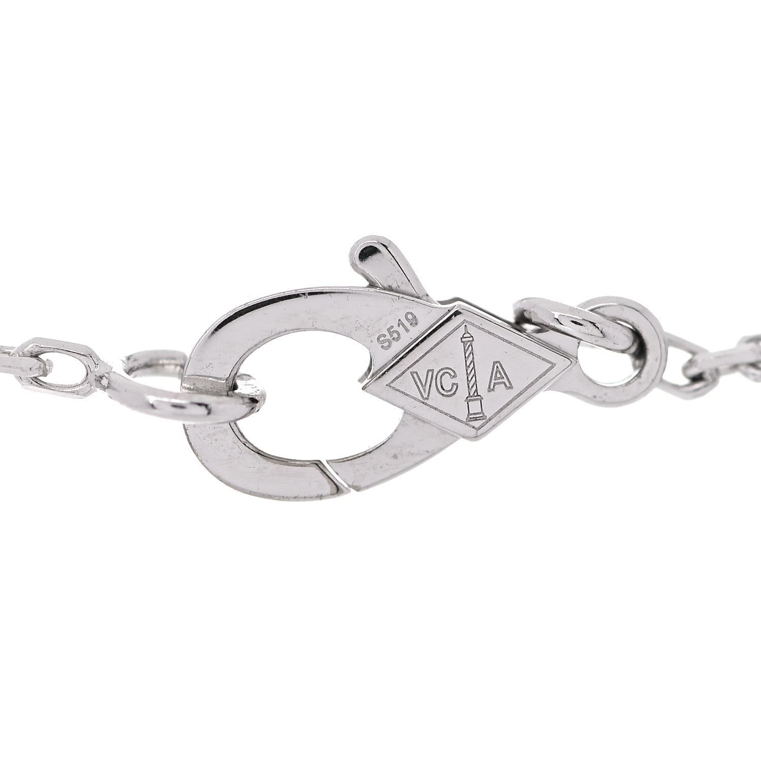 Van Cleef & Arpels 18K White Gold Mother of Pearl Vintage Alhambra Pendant Necklace 6 of 6