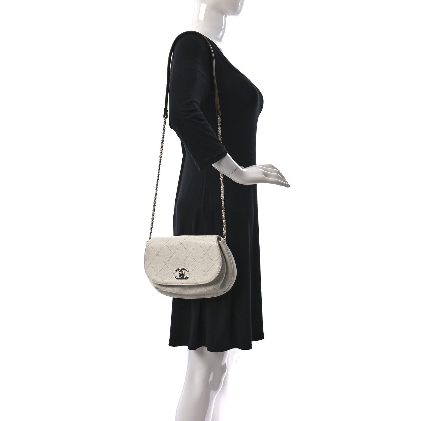 Calfskin Stitched Messenger Flap White