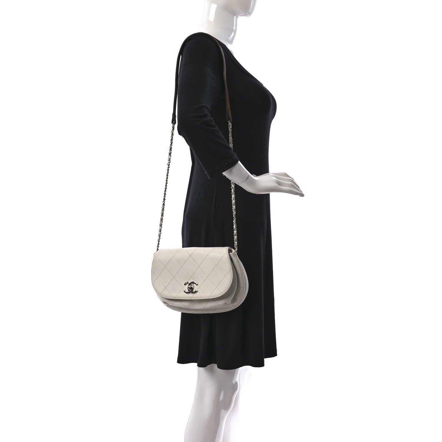 Chanel Calfskin Stitched Messenger Flap White 2 of 13