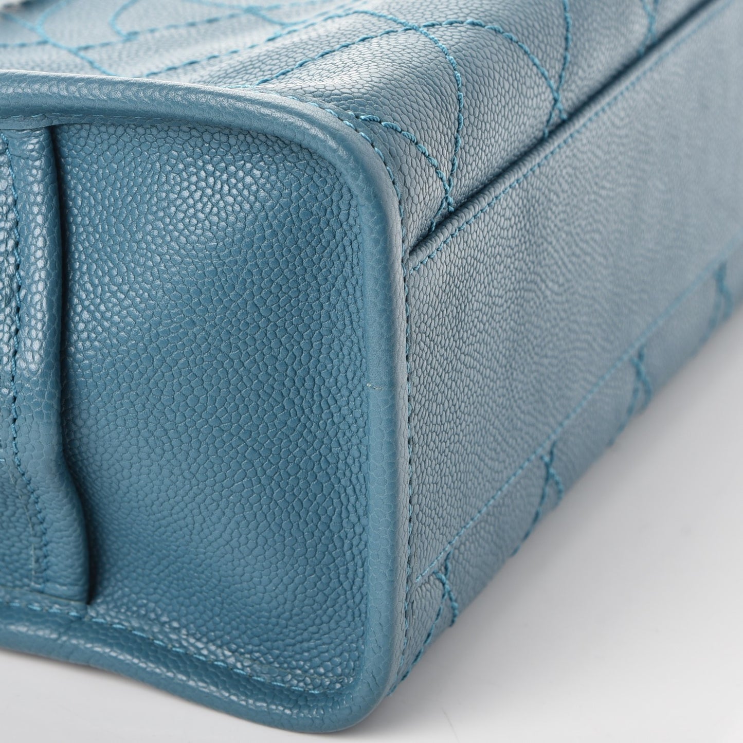 Caviar Quilted Deauville Bowling Bag Blue