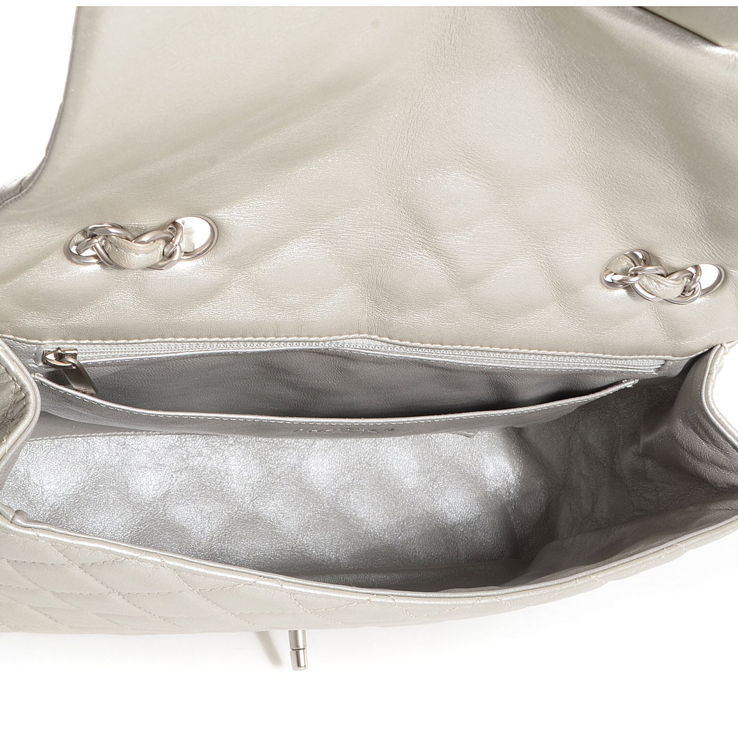 Metallic Lambskin Jumbo Single Flap Light Gold