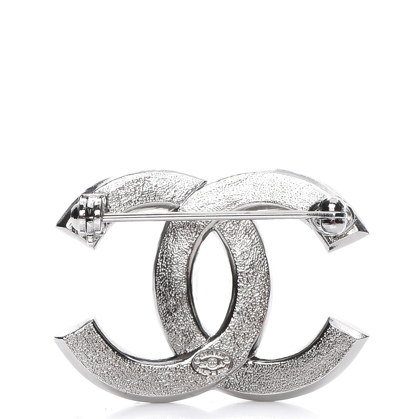 Baguette Crystal CC Brooch Silver Black