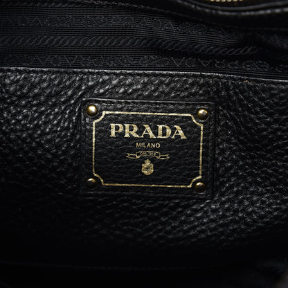 Prada Vitello Daino Side Pocket Tote Black 5 of 11