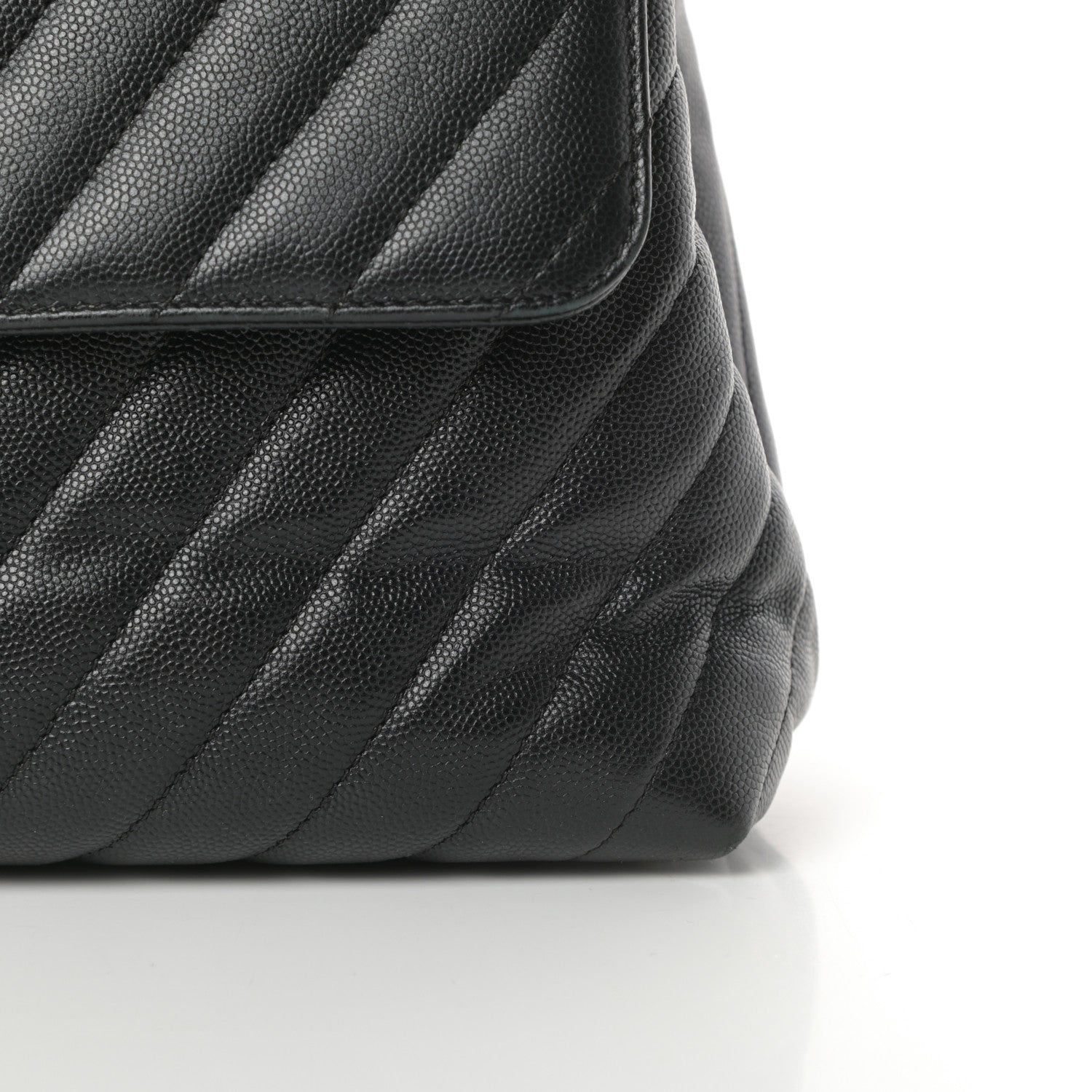 Chanel Caviar Chevron Quilted Medium Coco Handle Flap Black 13 of 15