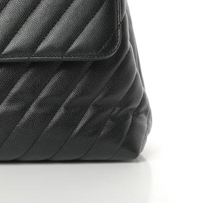 Chanel Caviar Chevron Quilted Medium Coco Handle Flap Black 13 of 15