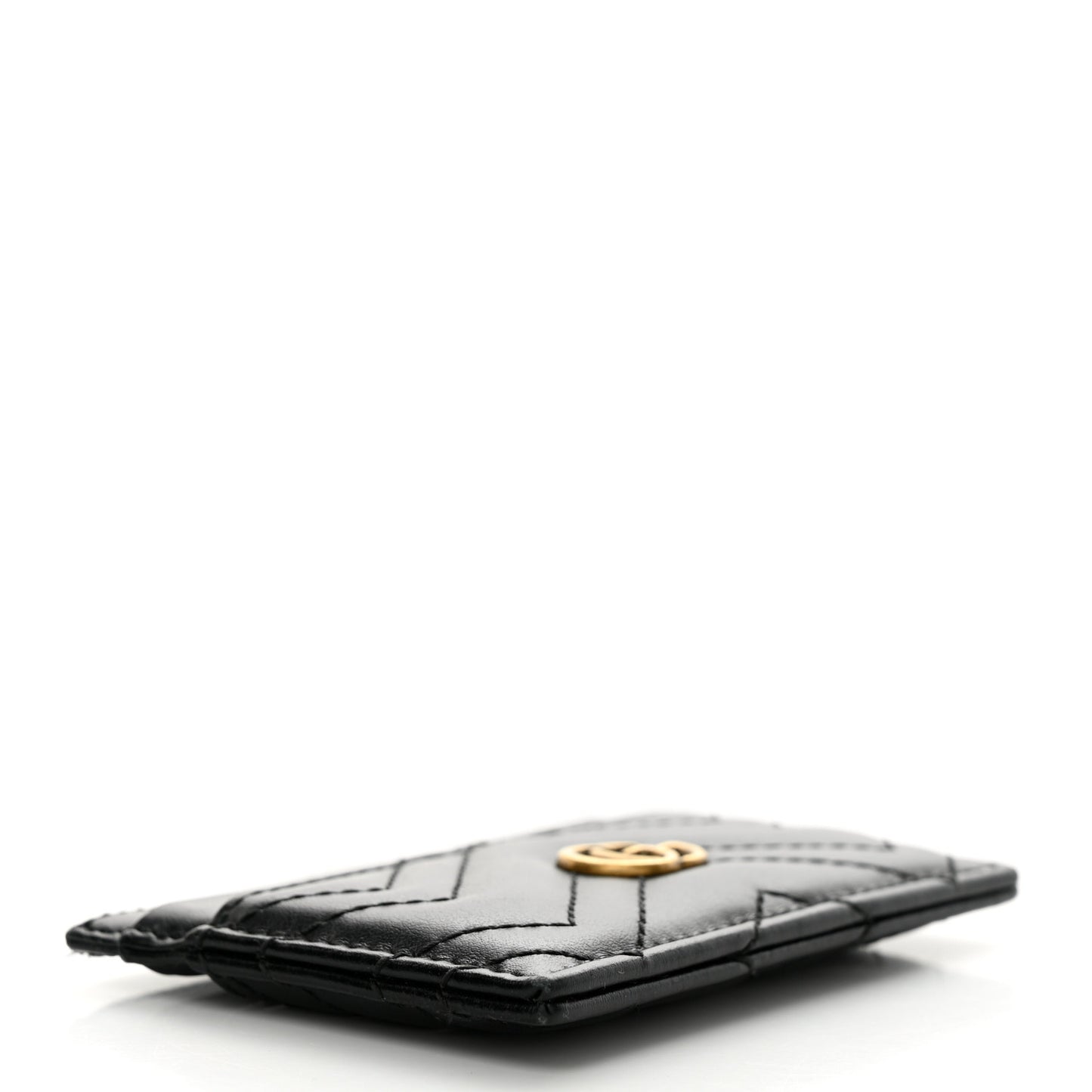 Calfskin Matelasse GG Marmont Card Holder Black