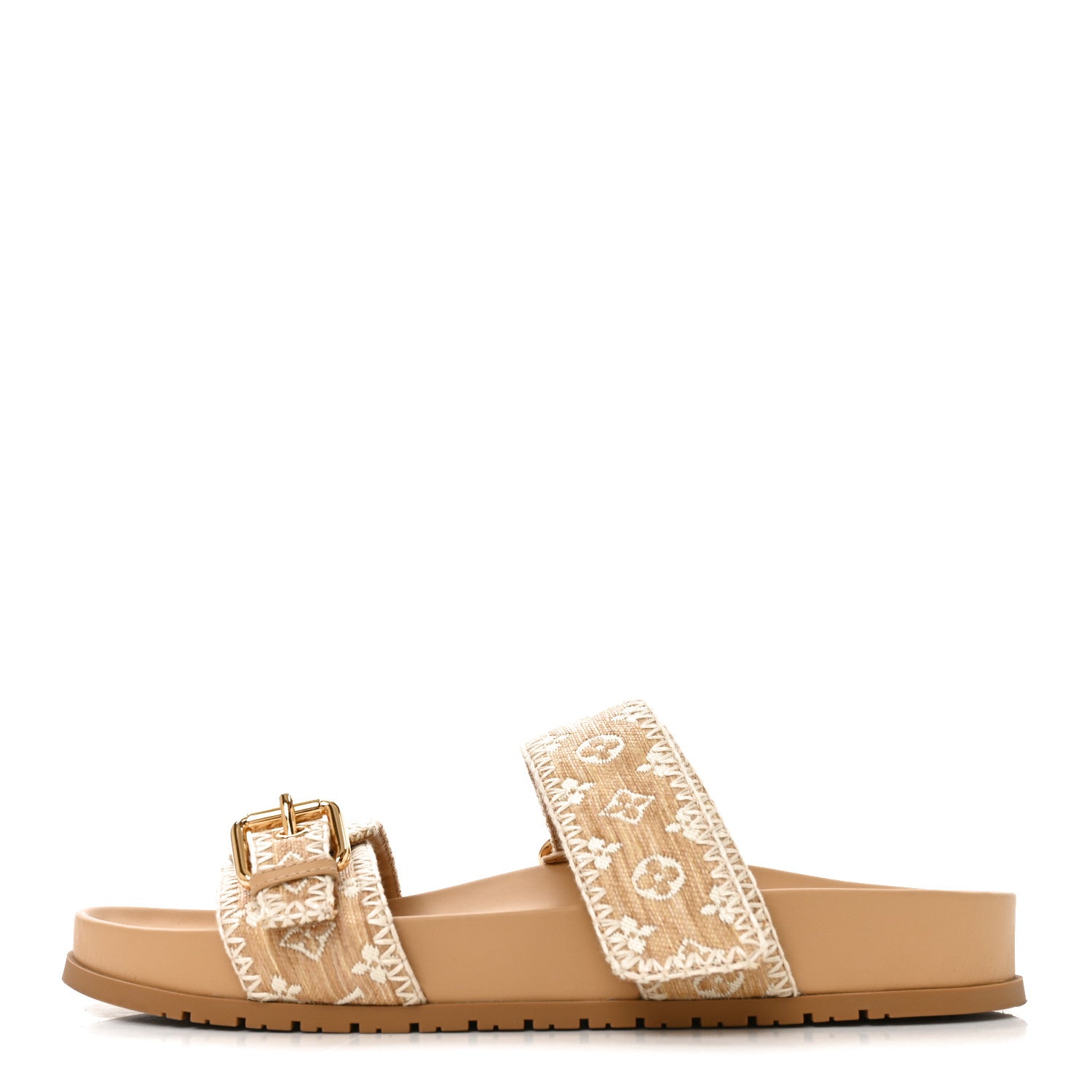 Louis Vuitton Raffia Monogram Bom Dia Flat Mule Sandals 39 Natural 1 of 8