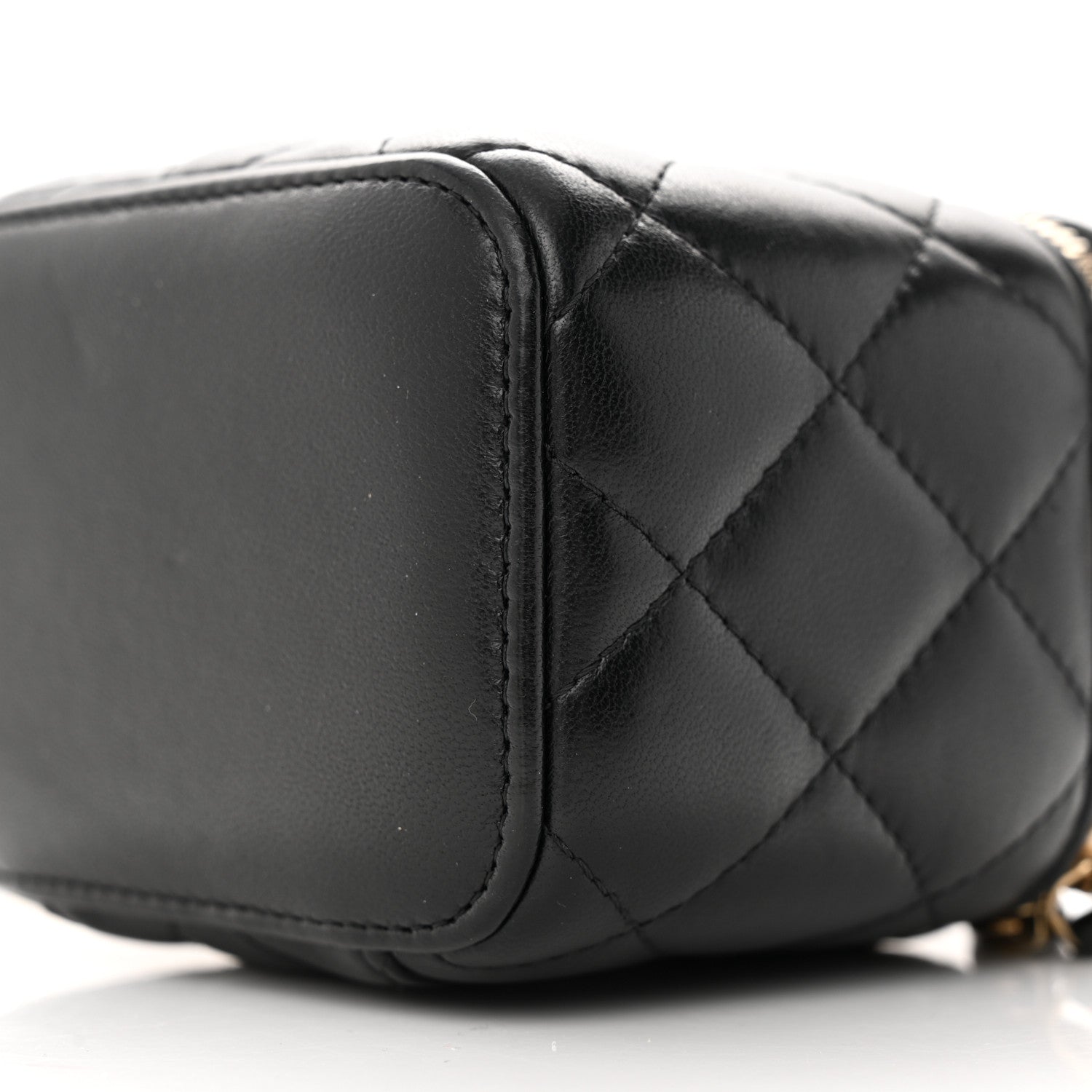 Chanel Lambskin Quilted Mini Pearl Crush Vanity Case With Chain Black 10 of 13