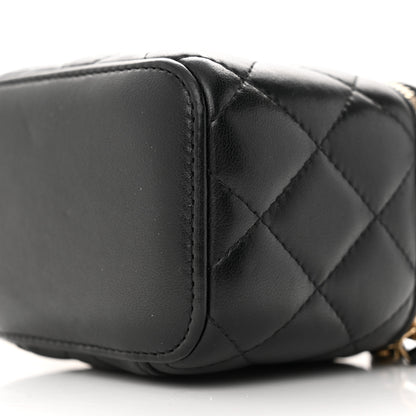 Chanel Lambskin Quilted Mini Pearl Crush Vanity Case With Chain Black 10 of 13