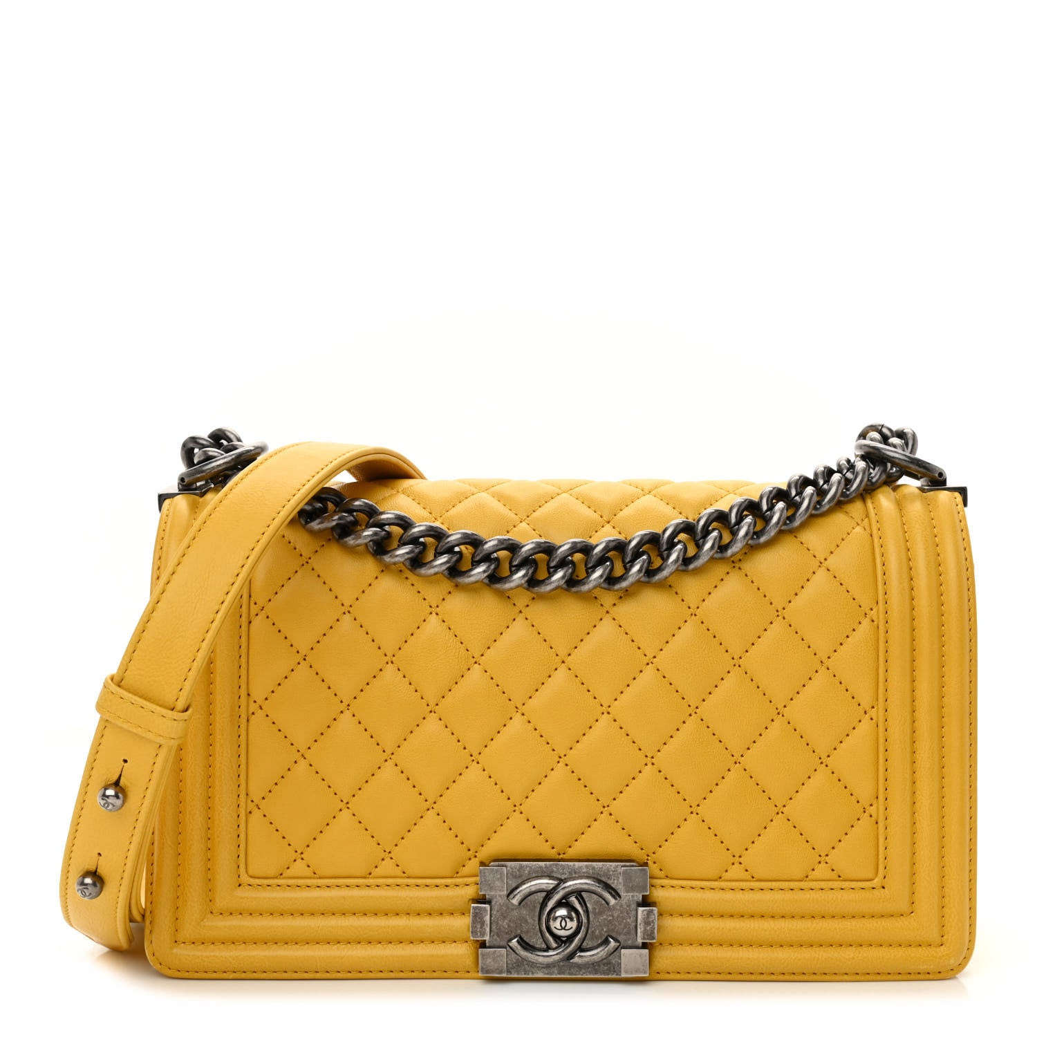 Chanel Calfskin Quilted Medium Boy Flap Yellow 1 of 10