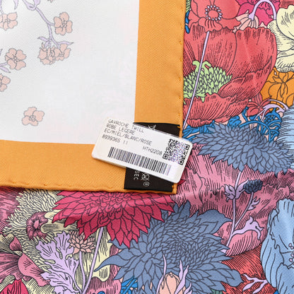Hermes Silk Robe Legere Scarf 45 Miel White Rose Brun 3 of 4