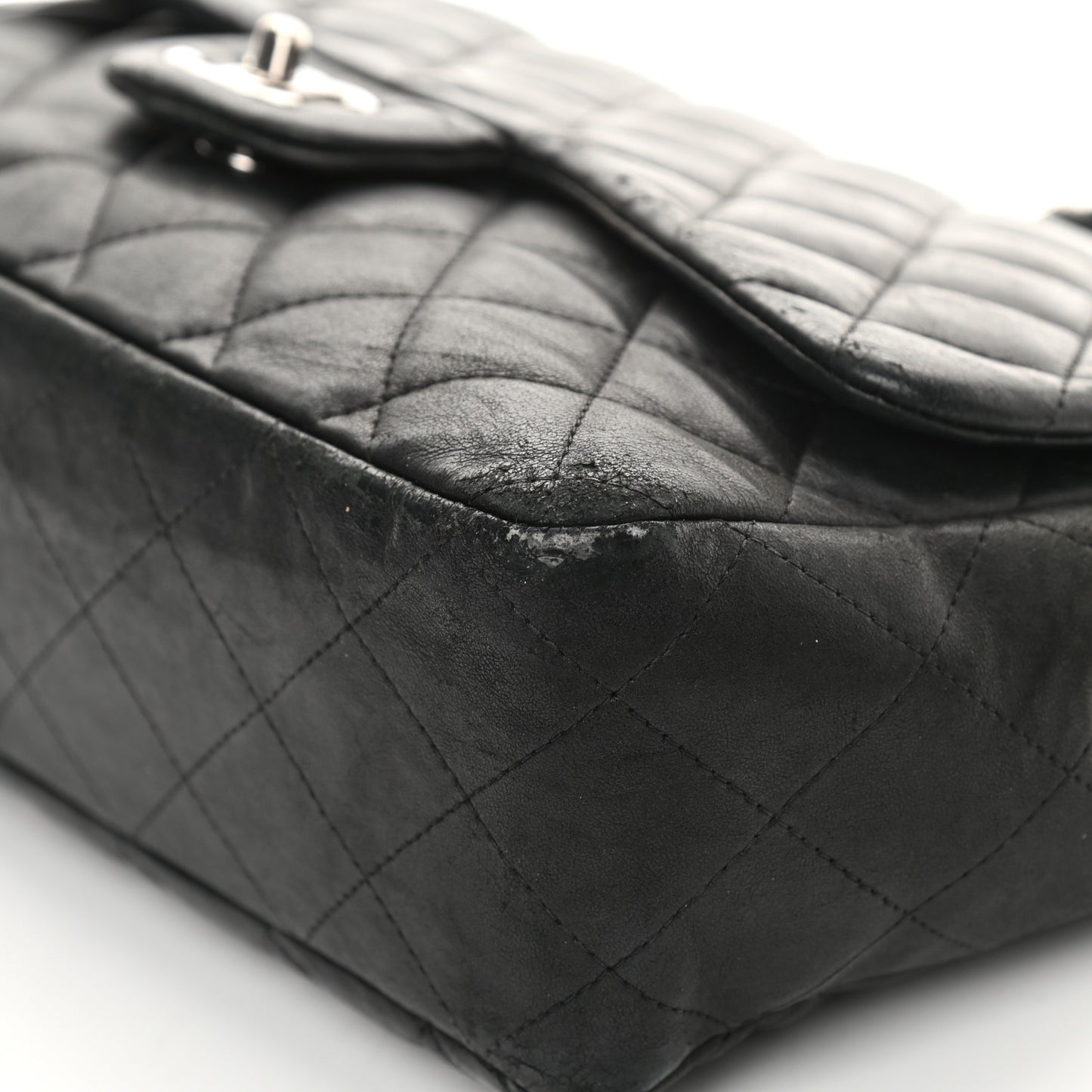 Lambskin Quilted Jumbo Single Flap Black